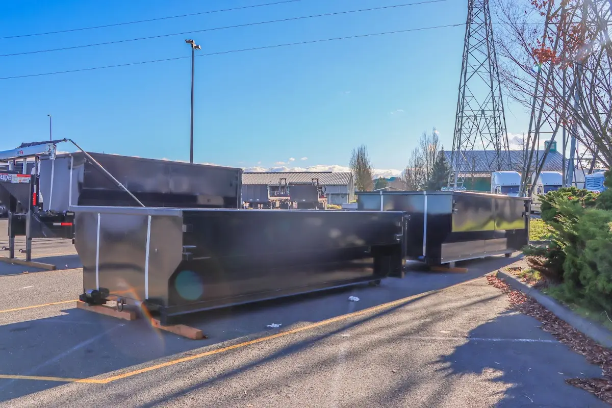 Roll-off dumpster ready for waste disposal at job site for Yard Waste Dumpster Rental in Mount Vista